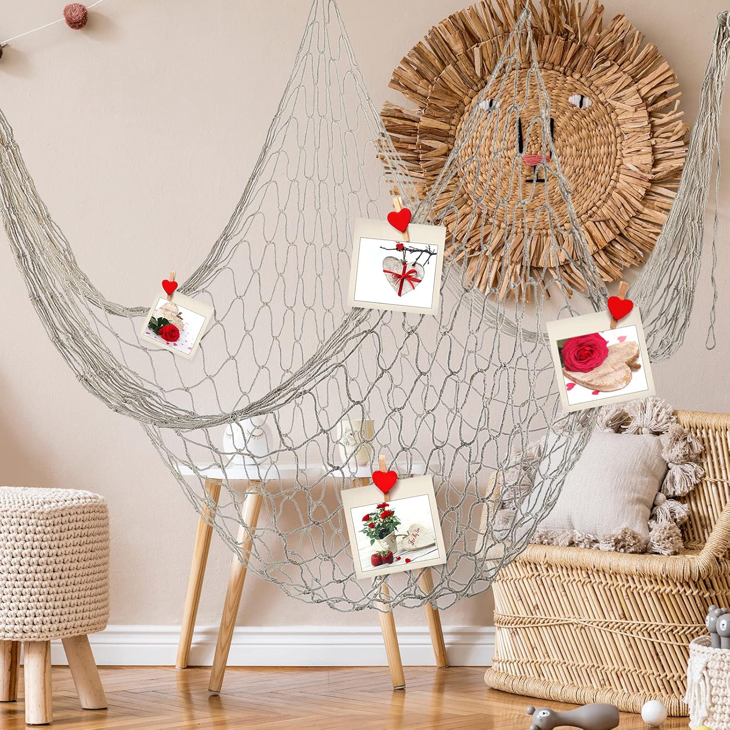 2 Pcs Fish Net Decorative 80 x 40 Inch, Wall Hanging Fishnet for Mermaid, Pirate, Nautical, Under The Sea Party Decorations, Ocean Nursery Themed Hawaii Beach Birthday Party Supplies(Beige) - Image 7