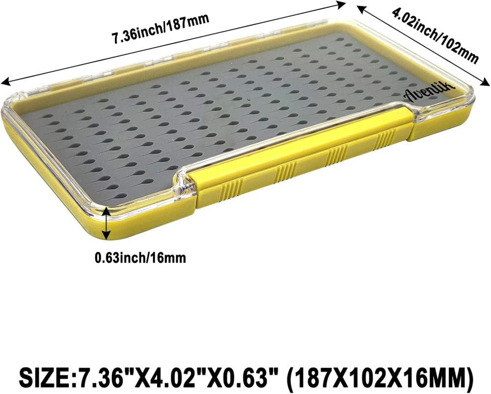 Aventik Fly Fishing Boxes Silicone Super Slim Fishing Storage Fishing Tackle Case Waterproof Best Pocket Sizes 7.36"X4.02"X0.63"/5.39"X3.74" X0.63'(2pc-g048lt) - Image 2