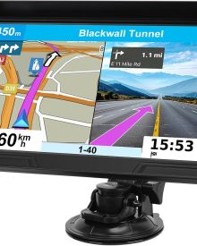 GPS Navigator for Car Truck RV, 9 inch Touch Screen Latest 2025 Map, Real Voice Spoken Turn-by-Turn Direction Reminding Navigation System for Cars, Vehicle GPS with Speed and Red Light Warning (Black)