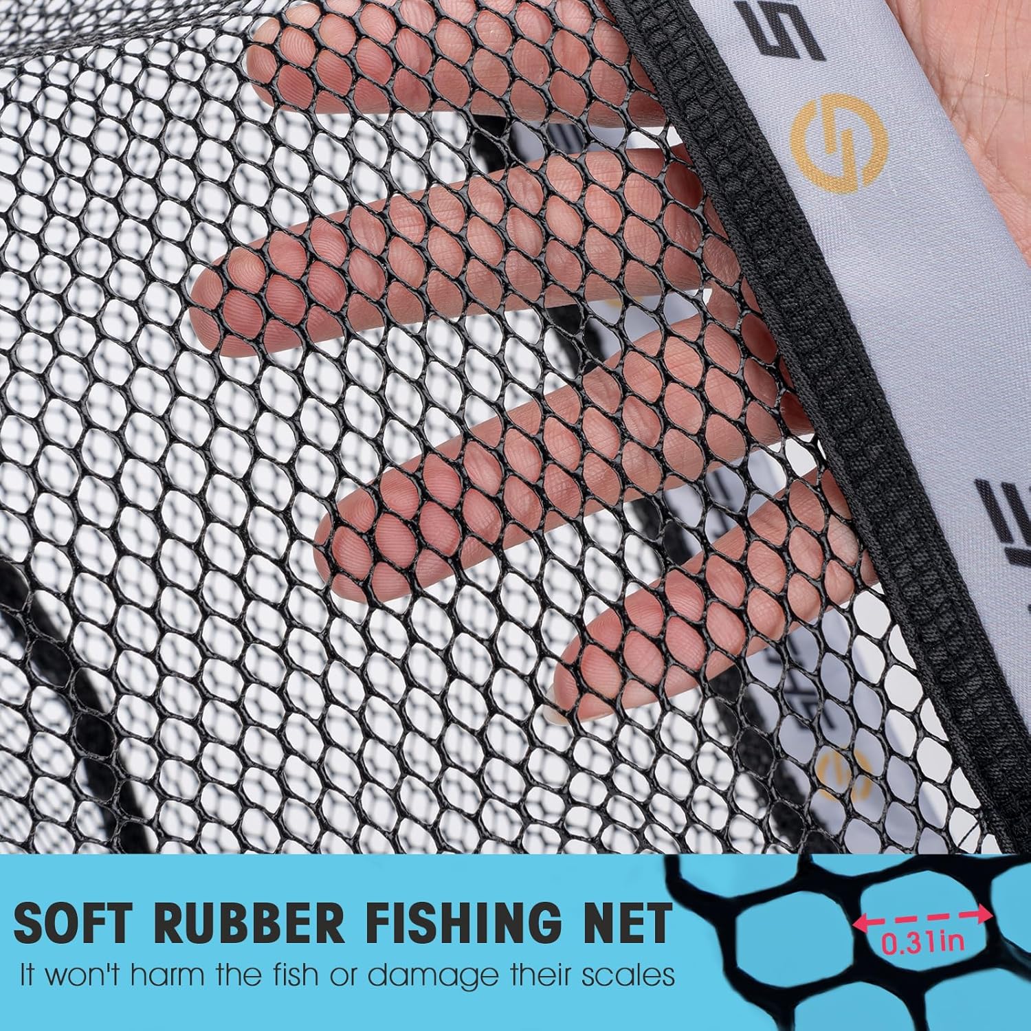 THKFISH Fly Fishing Landing Net, Foldable Landing Trout Net with ABS Handle,Rubber Coated Mesh Trout Net with Tackle Bag for Trout Bass Catch and Release, Portable Fly Fishing Gear,M/L - Image 2
