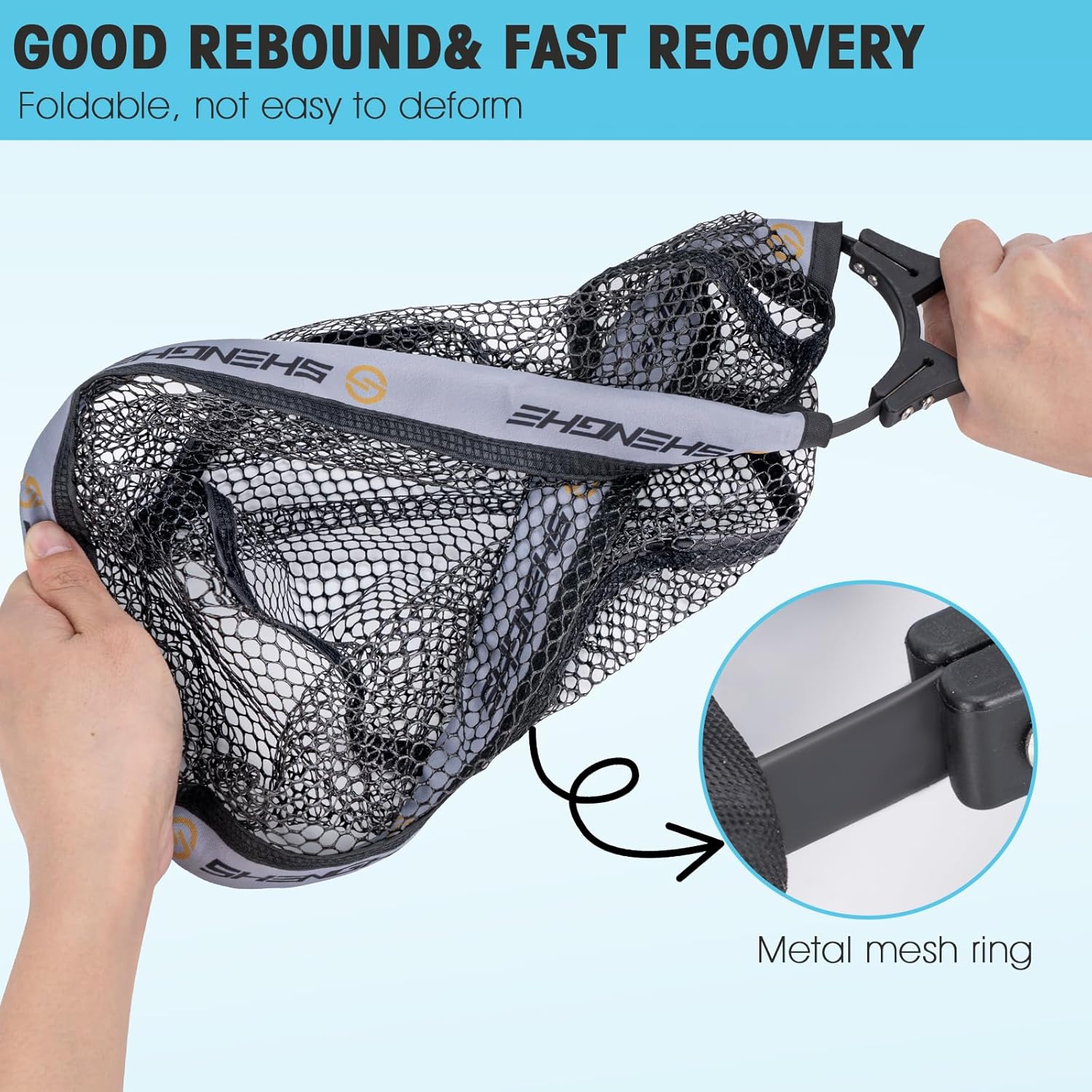 THKFISH Fly Fishing Landing Net, Foldable Landing Trout Net with ABS Handle,Rubber Coated Mesh Trout Net with Tackle Bag for Trout Bass Catch and Release, Portable Fly Fishing Gear,M/L - Image 4
